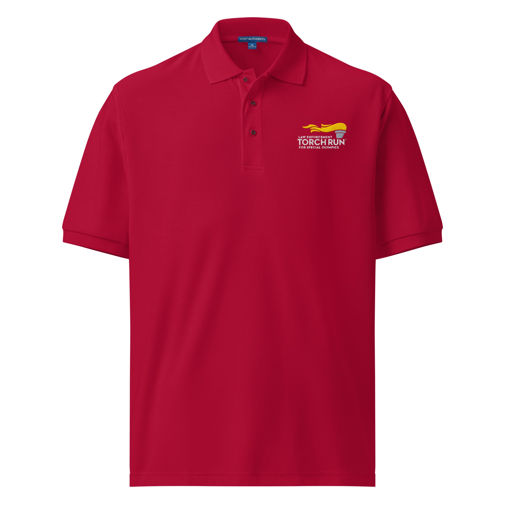 Law Enforcement Torch Run Embroidered White Logo Polo Shirt