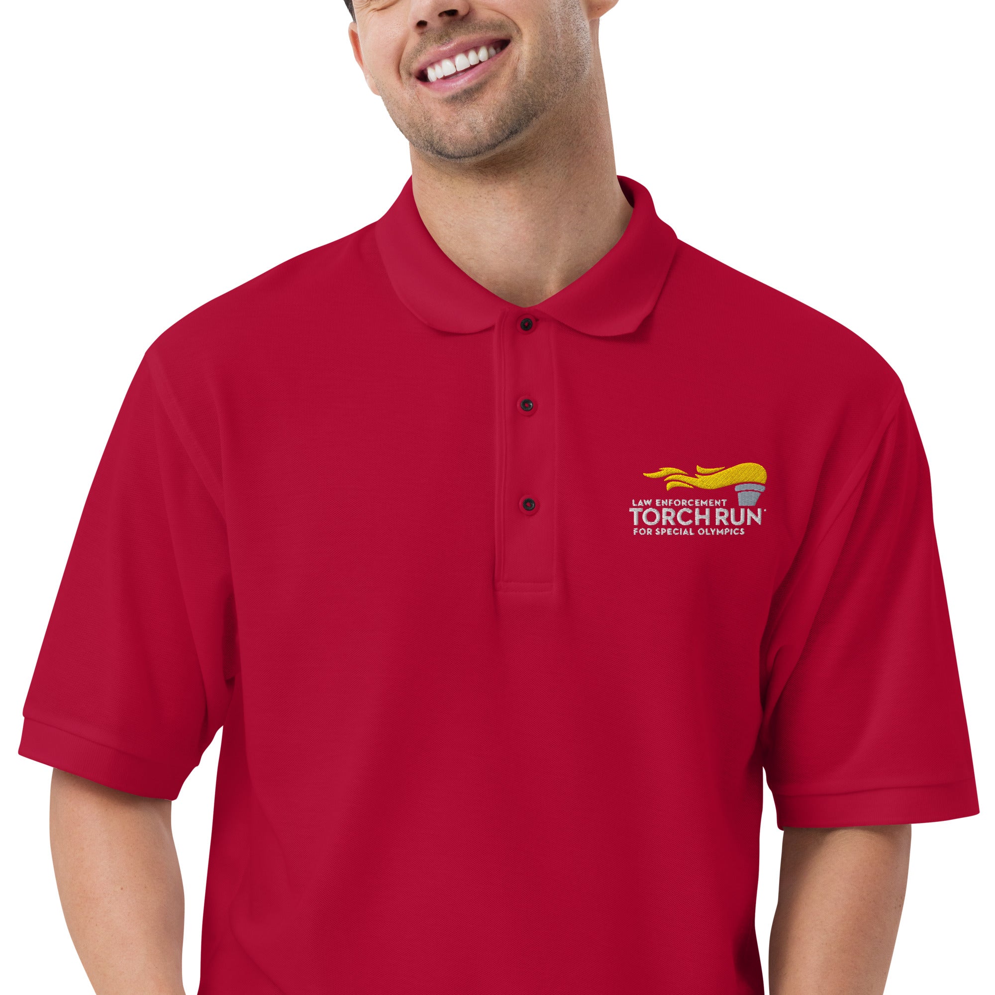 Law Enforcement Torch Run Embroidered White Logo Polo Shirt