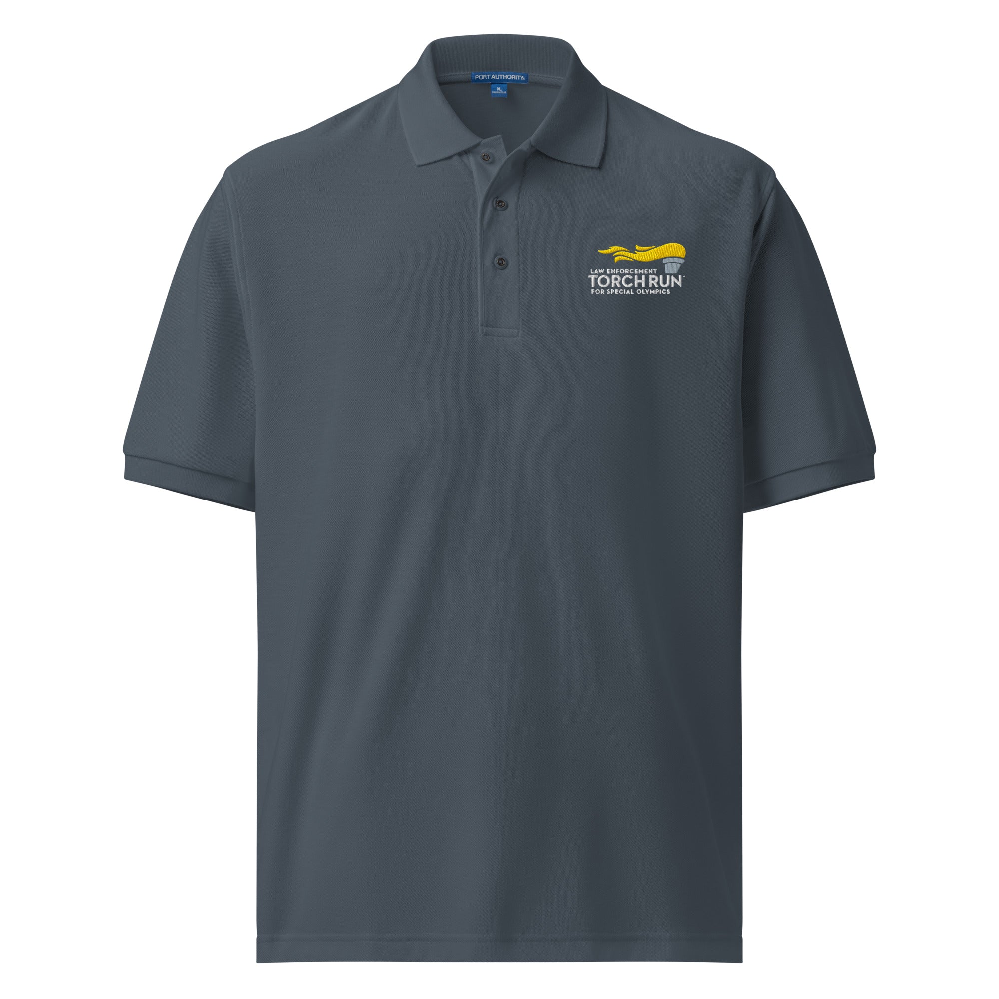 Law Enforcement Torch Run Embroidered White Logo Polo Shirt