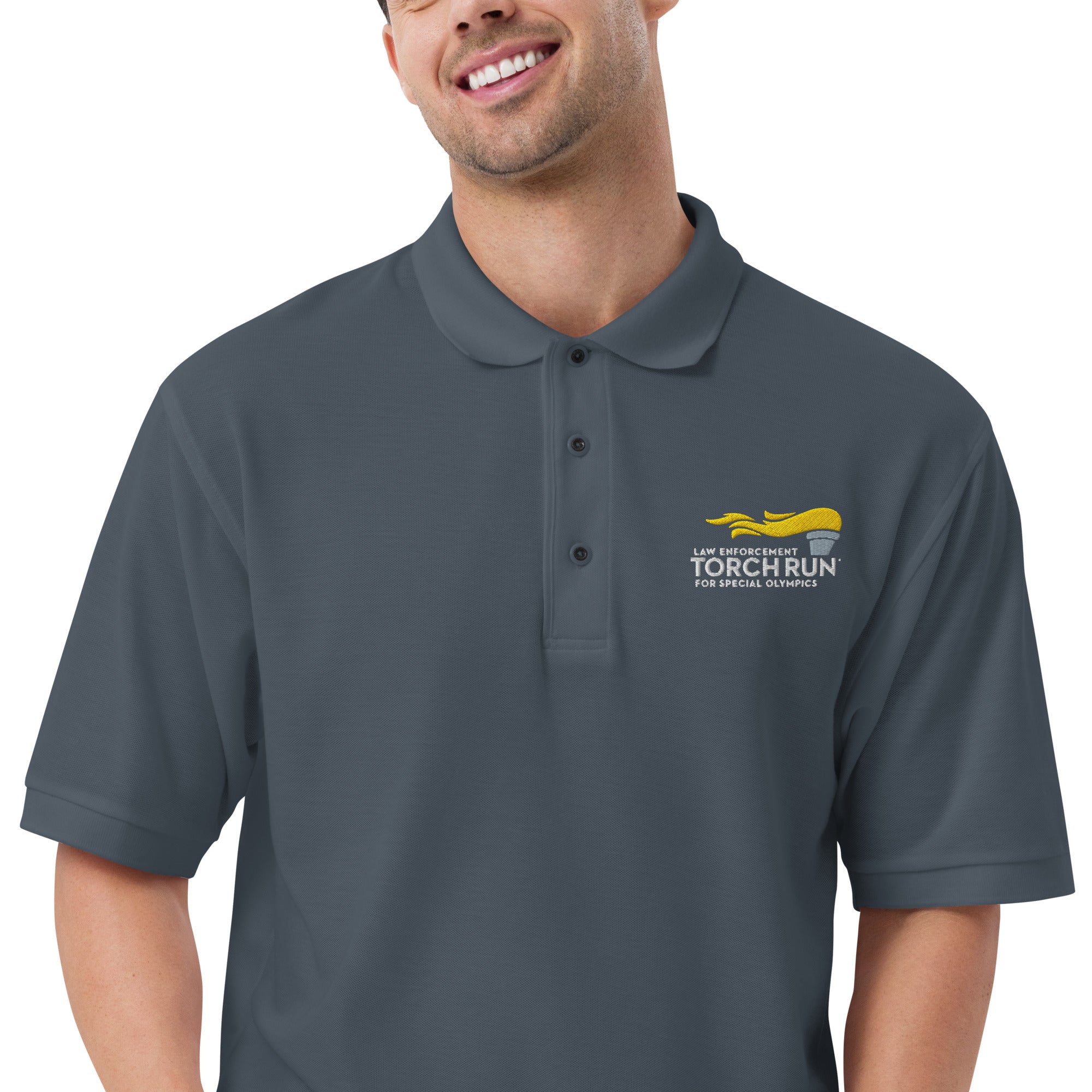 Law Enforcement Torch Run Embroidered White Logo Polo Shirt