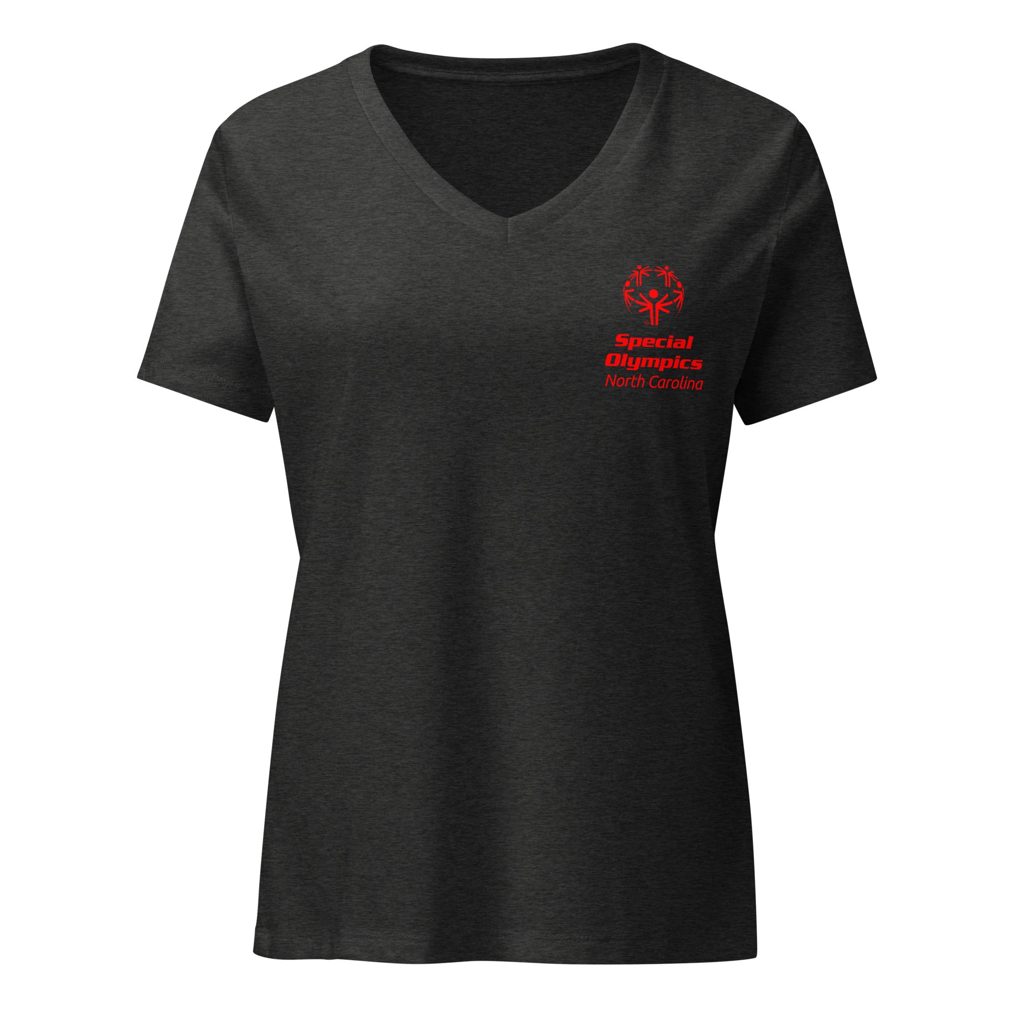 Olimpiadas Especiales Carolina del Norte Camiseta T de cuello en V para Mujeres (Global)